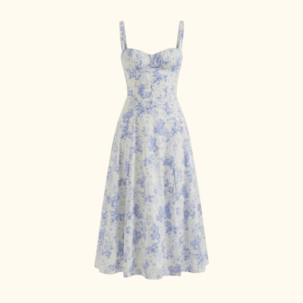 Midi Sundress Women Sweetheart Neckline Lace Up Front - Evergreen Outfits - Women Midi Dress