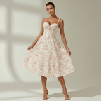 Midi Sundress Women Sweetheart Neckline Lace Up Front - Evergreen Outfits - Women Midi Dress