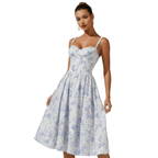 Midi Sundress Women Sweetheart Neckline Lace Up Front - Evergreen Outfits - Women Midi Dress