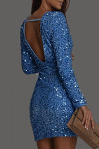 Mini Dress Women Backless Glitter Design Short Length - Evergreen Outfits - Women Mini Dress