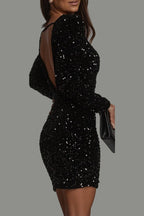 Mini Dress Women Backless Glitter Design Short Length - Evergreen Outfits - Women Mini Dress