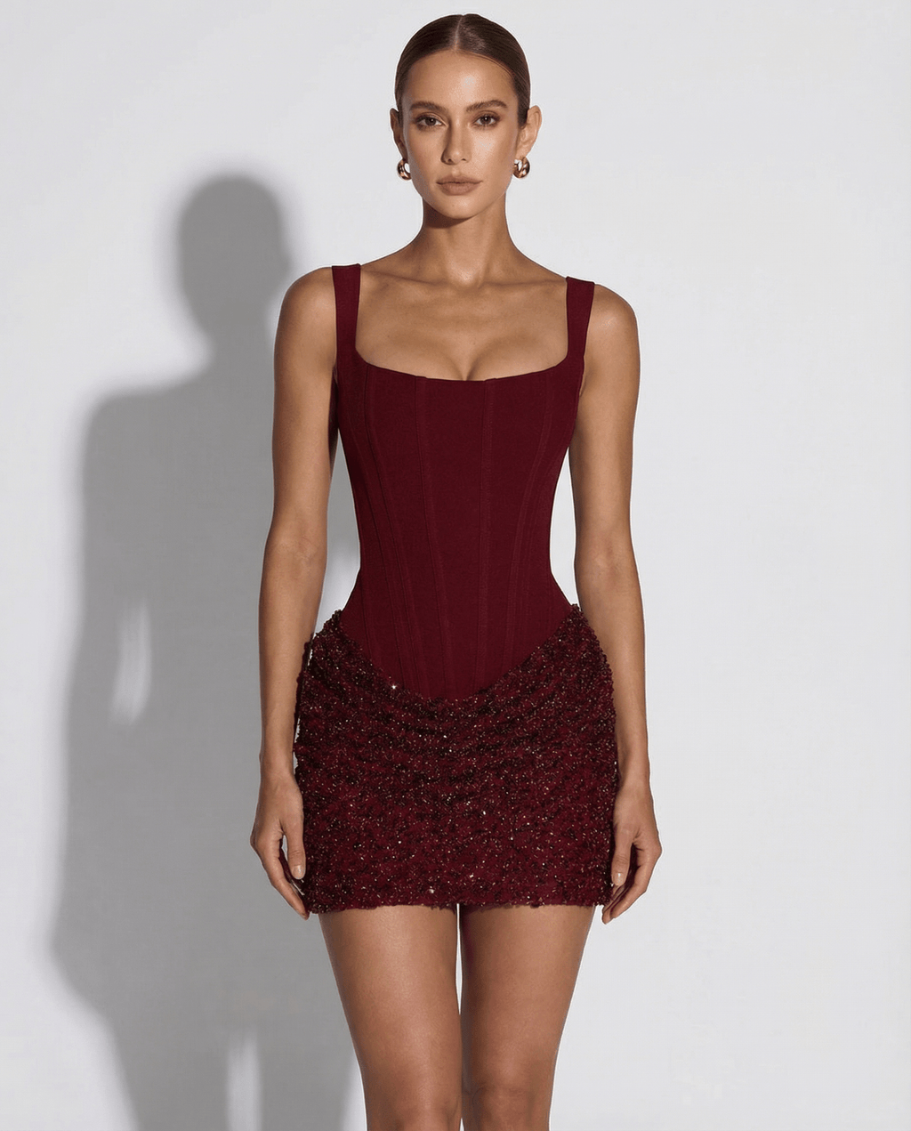 Mini Dress Women Corset Bodice Lace Up Closure Detail - Evergreen Outfits - Women Mini Dress