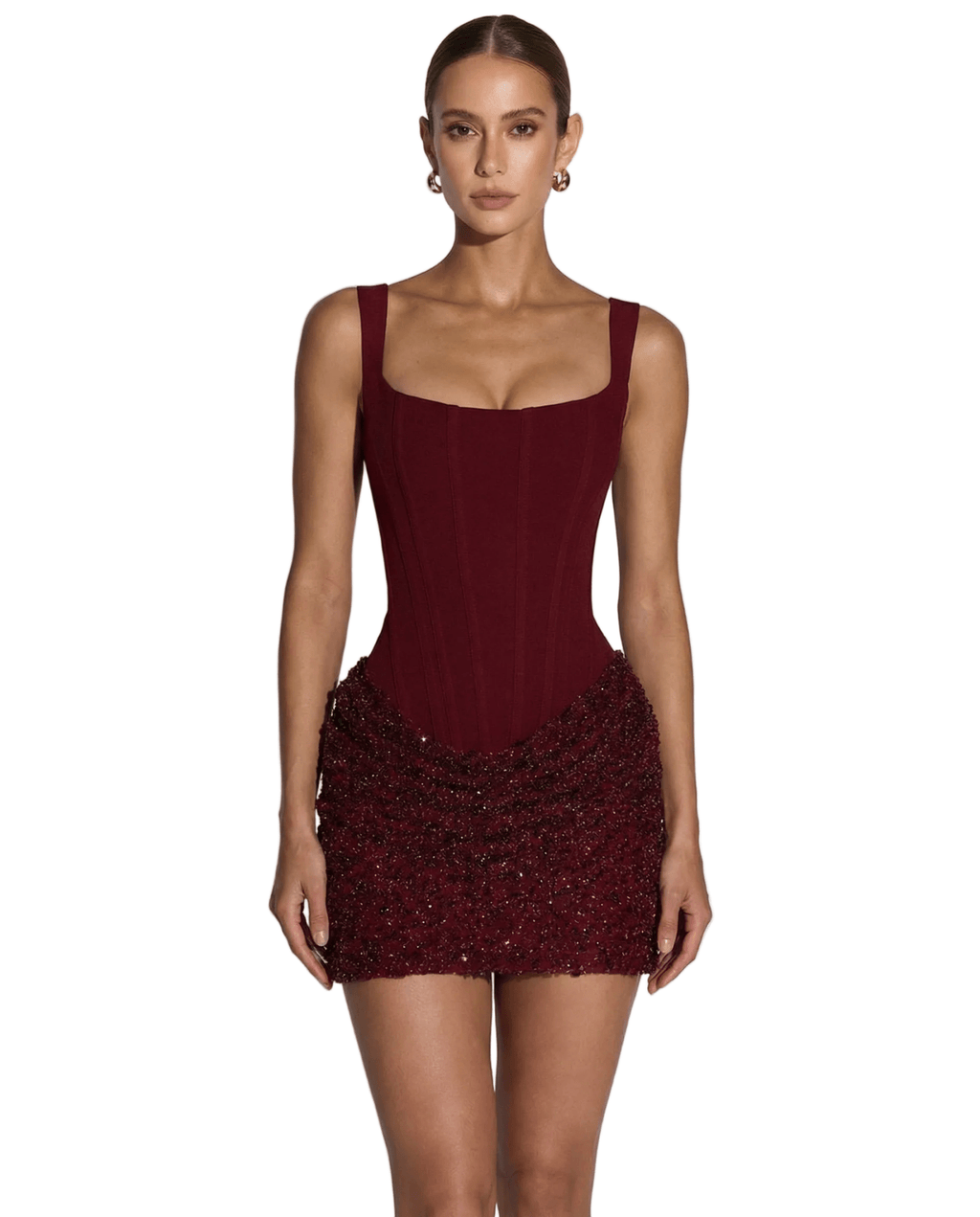 Mini Dress Women Corset Bodice Lace Up Closure Detail - Evergreen Outfits - Women Mini Dress