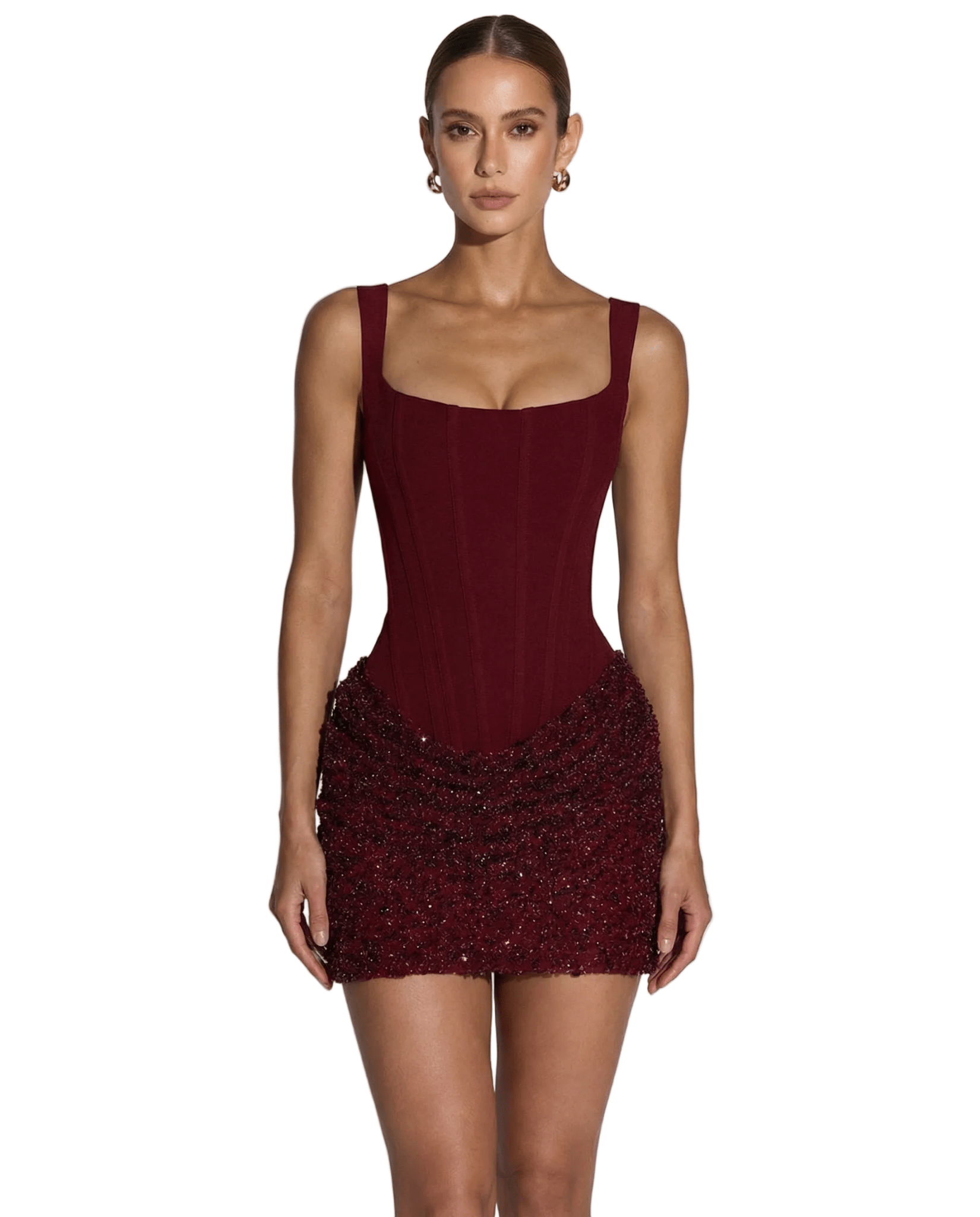 Mini Dress Women Corset Bodice Lace Up Closure Detail - Evergreen Outfits - Women Mini Dress