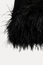 Mini Dress Women Fitted Mini Length Feathered Detail - Evergreen Outfits - Women Mini Dress