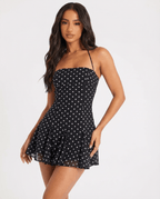 Mini Dress Women Halter Neckline Detail Elegant Fit - Evergreen Outfits - Women Mini Dress