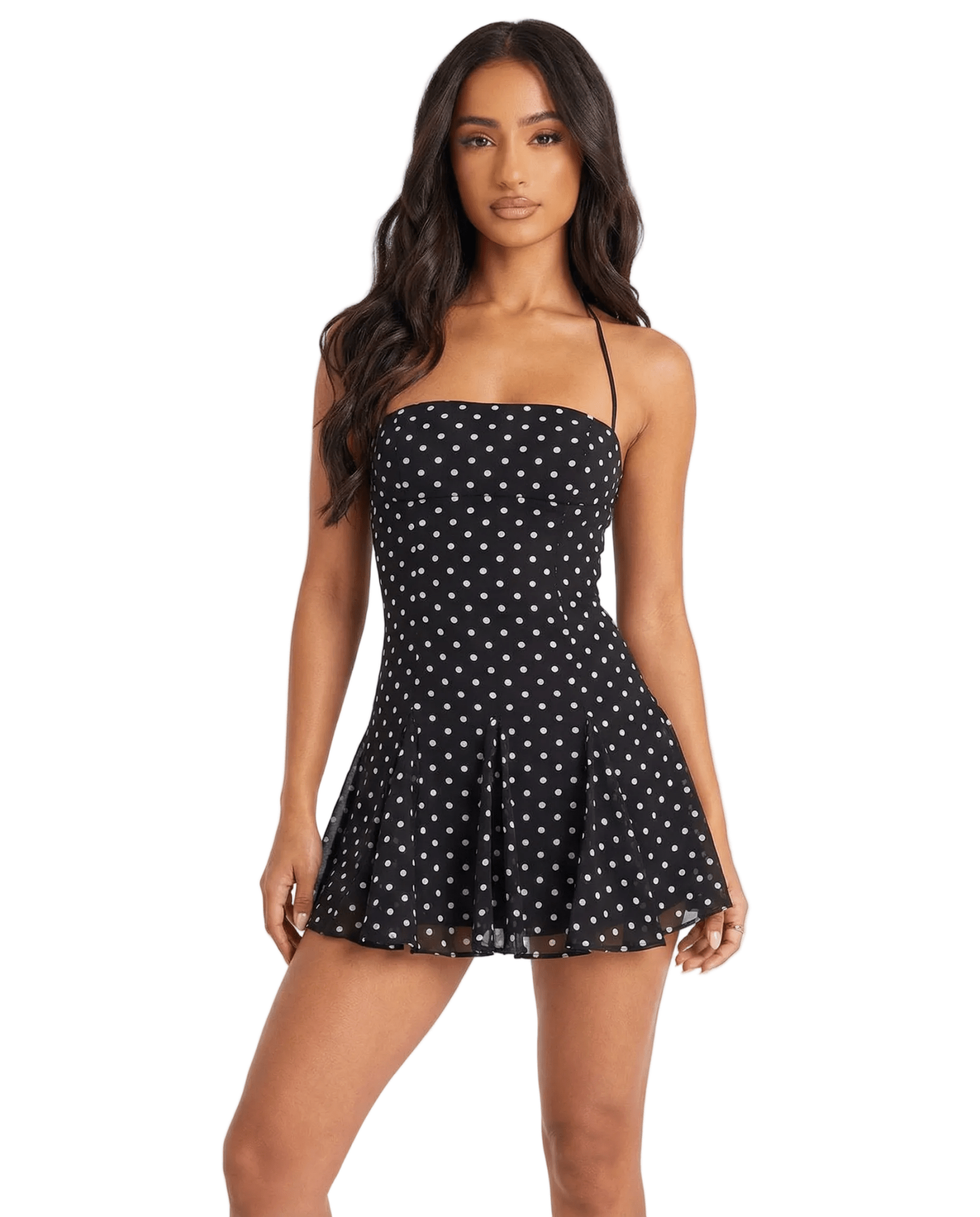 Mini Dress Women Halter Neckline Detail Elegant Fit - Evergreen Outfits - Women Mini Dress