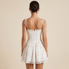 Mini Dress Women Lace Tie Waist Corset Bodice Design - Evergreen Outfits - Women Mini Dress
