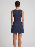 Mini Dress Women Sleeveless Round Neck Fitted Waist Design - Evergreen Outfits - Women Mini Dress