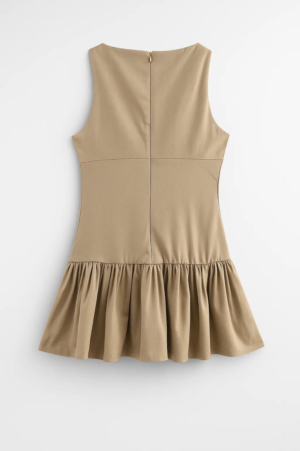 Mini Dress Women Sleeveless Straight Fit Ruffle Hem Design - Evergreen Outfits- Women Mini Dress