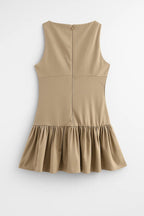 Mini Dress Women Sleeveless Straight Fit Ruffle Hem Design - Evergreen Outfits- Women Mini Dress