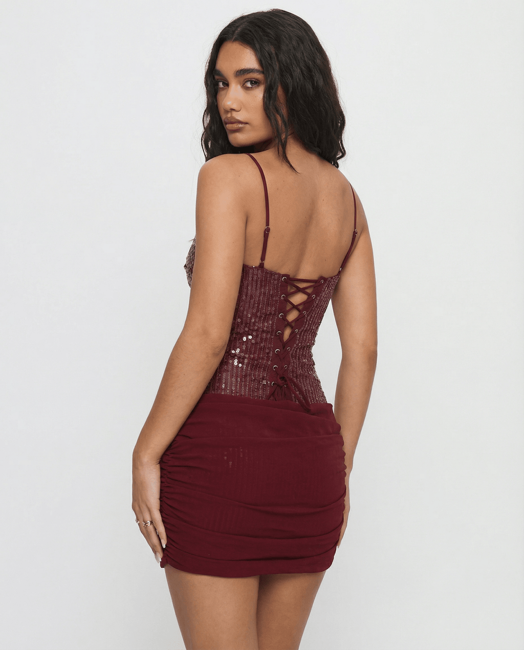Mini Dress Women Spaghetti Strap Lace Back Closure Length - Evergreen Outfits - Women Mini Dress