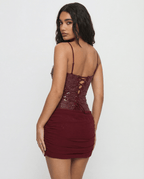Mini Dress Women Spaghetti Strap Lace Back Closure Length - Evergreen Outfits - Women Mini Dress
