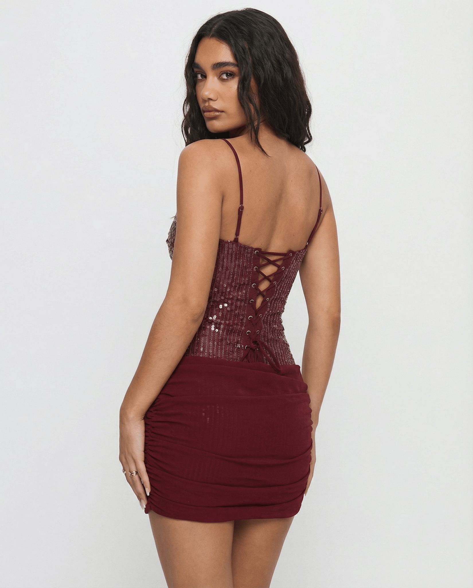 Mini Dress Women Spaghetti Strap Lace Back Closure Length - Evergreen Outfits - Women Mini Dress