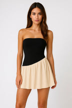 Mini Dress Women Strapless Skater Fit Flared Skirt Design - Evergreen Outfits- Women Mini Dress