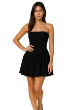 Mini Dress Women Strapless Skater Fit Flared Skirt Design - Evergreen Outfits- Women Mini Dress