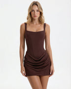 Mini Dress Women Structured Corset Fit Garment Detail - Evergreen Outfits - Women Mini Dress