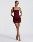 Mini Dress Women Structured Corset Fit Garment Detail - Evergreen Outfits - Women Mini Dress