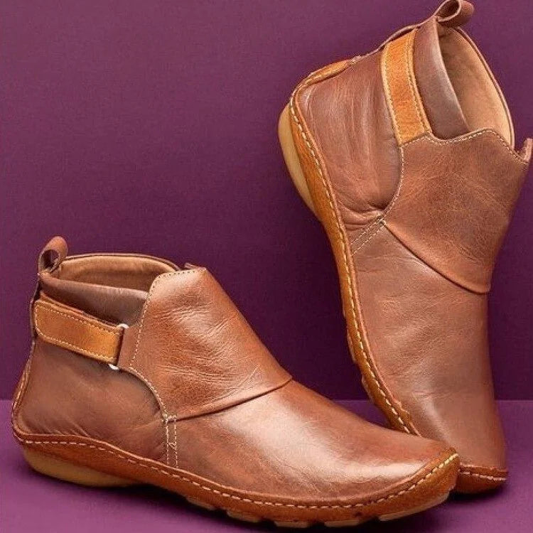 Women Boots | Flat Ankle Style with Hook and Loop Strap