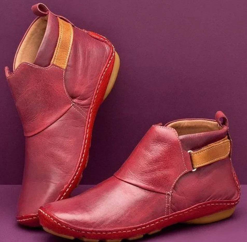 Women Boots | Flat Ankle Style with Hook and Loop Strap