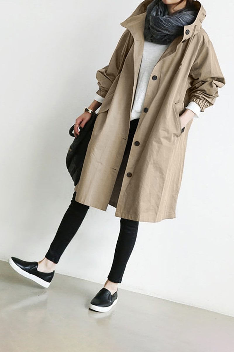 Women Parka | Oversized Fit with Drawstring Hood and Pockets