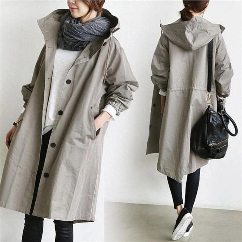 Women Parka | Oversized Fit with Drawstring Hood and Pockets