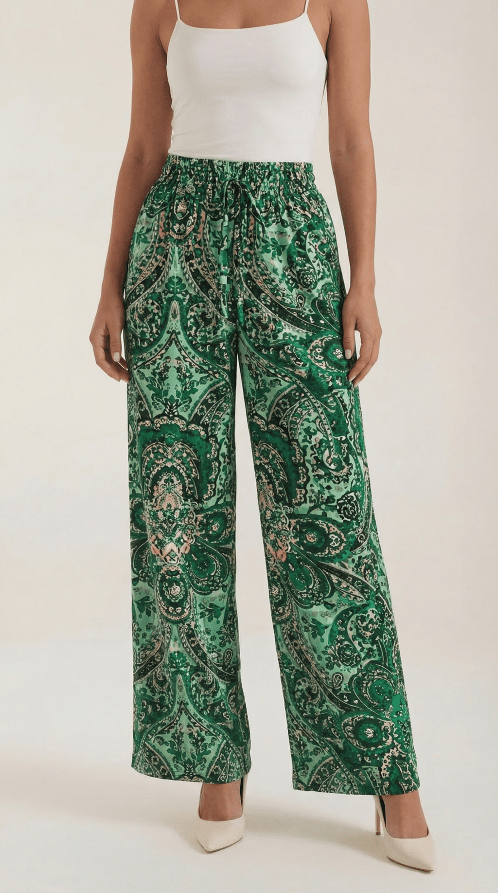 Pants Women Wide Leg Paisley Printed Pattern Design - Evergreen Outfits - Women Pants