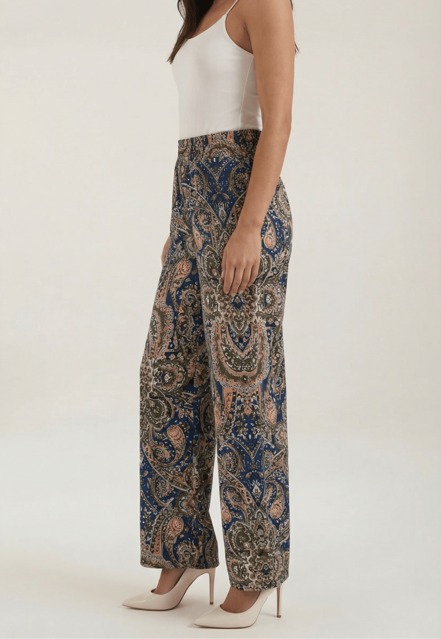 Pants Women Wide Leg Paisley Printed Pattern Design - Evergreen Outfits - Women Pants