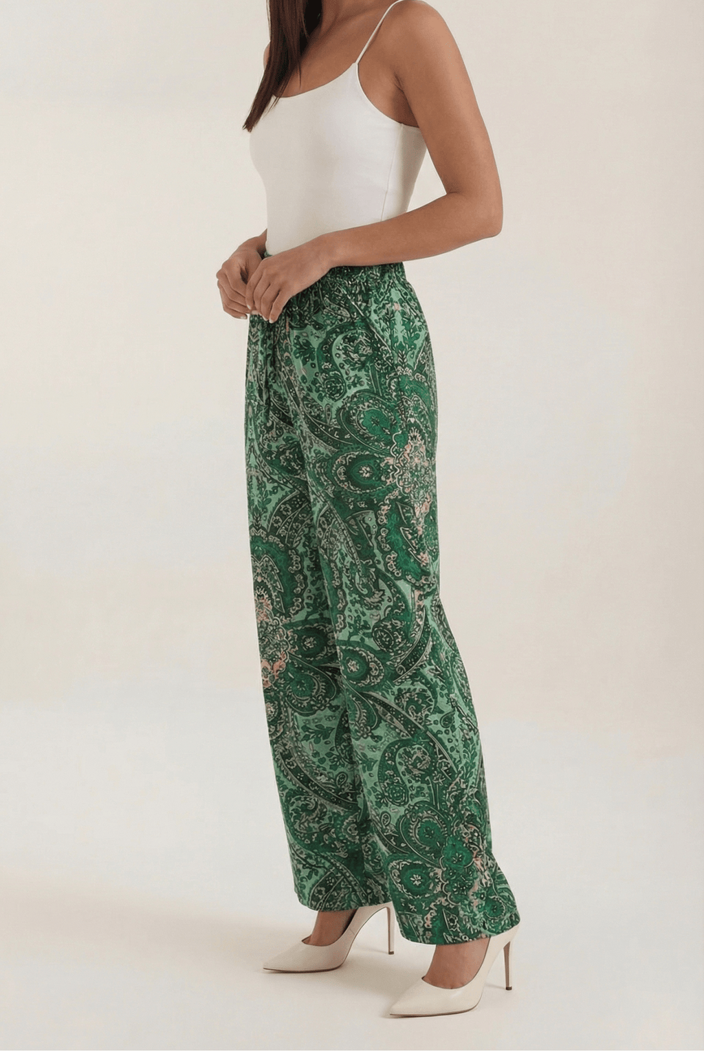 Pants Women Wide Leg Paisley Printed Pattern Design - Evergreen Outfits - Women Pants