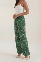 Pants Women Wide Leg Paisley Printed Pattern Design - Evergreen Outfits - Women Pants