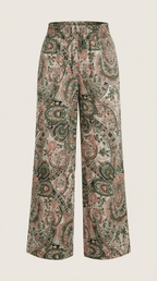 Pants Women Wide Leg Paisley Printed Pattern Design - Evergreen Outfits - Women Pants