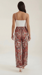 Pants Women Wide Leg Paisley Printed Pattern Design - Evergreen Outfits - Women Pants
