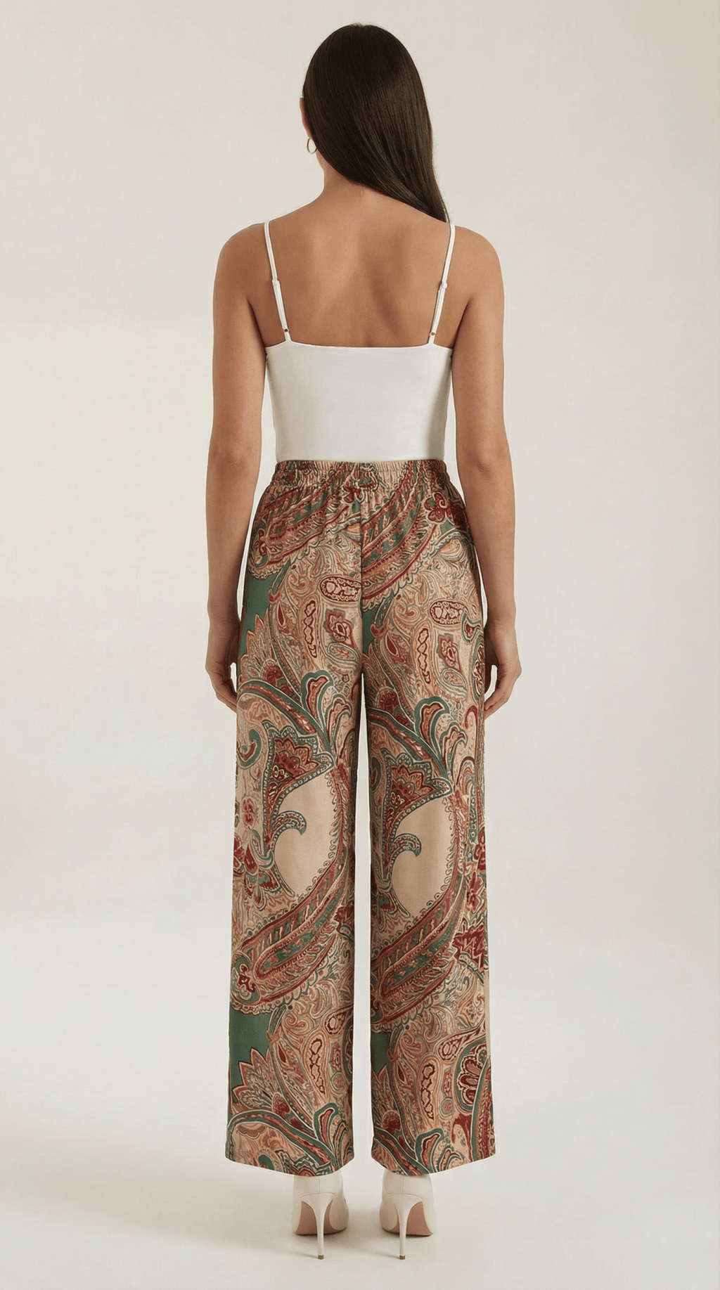 Pants Women Wide Leg Paisley Printed Pattern Design - Evergreen Outfits - Women Pants