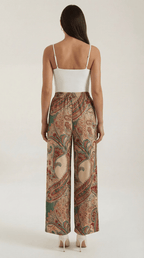 Pants Women Wide Leg Paisley Printed Pattern Design - Evergreen Outfits - Women Pants