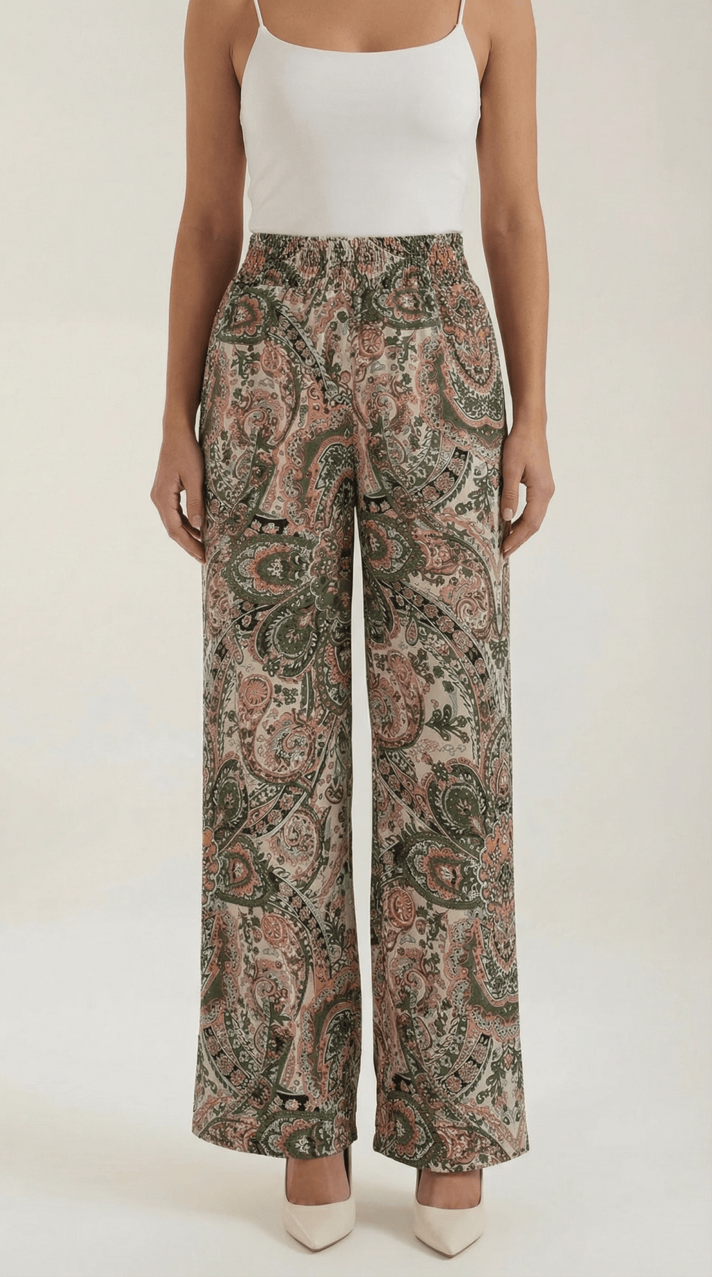Pants Women Wide Leg Paisley Printed Pattern Design - Evergreen Outfits - Women Pants
