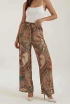 Pants Women Wide Leg Paisley Printed Pattern Design - Evergreen Outfits - Women Pants