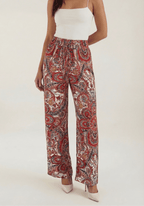 Pants Women Wide Leg Paisley Printed Pattern Design - Evergreen Outfits - Women Pants