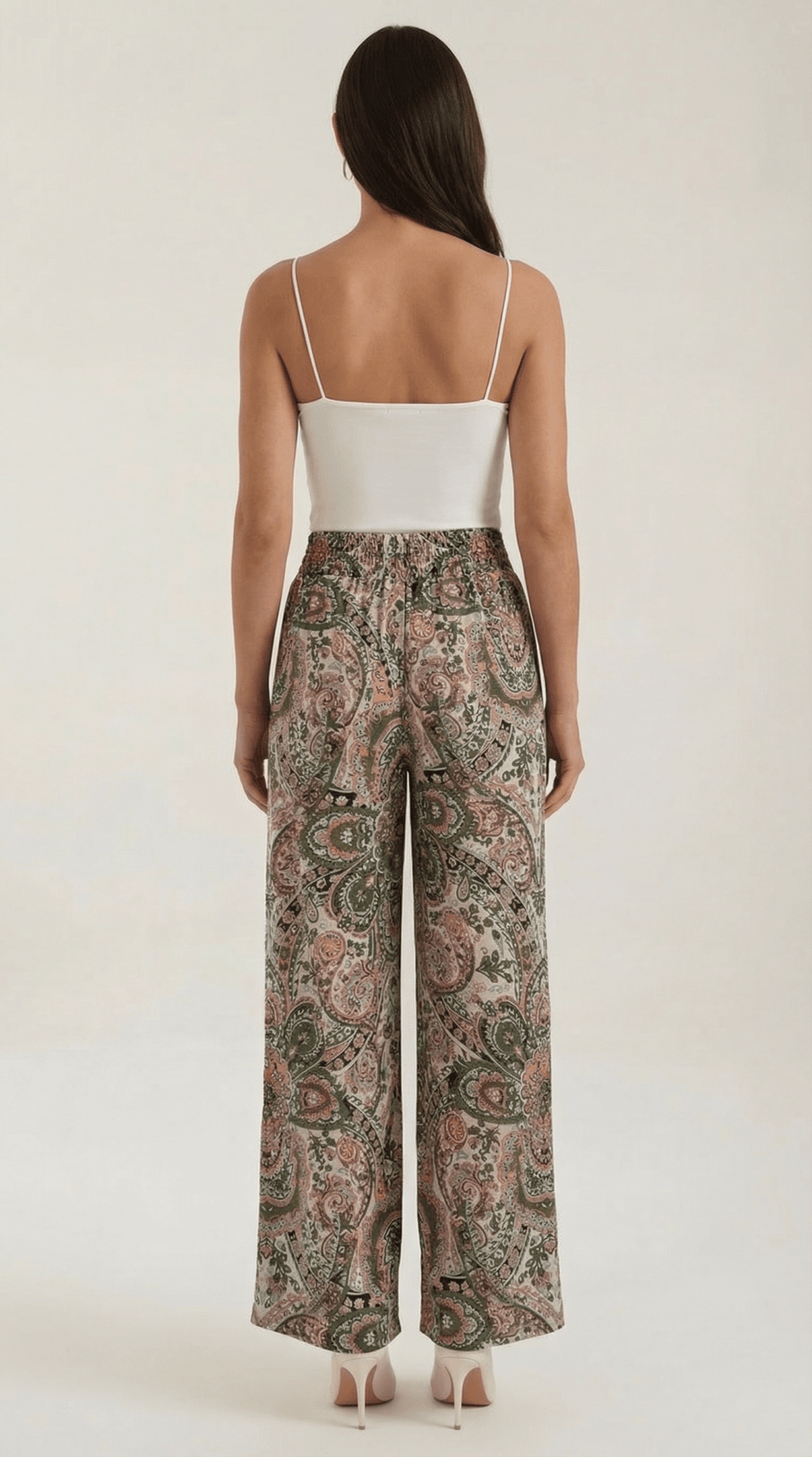 Pants Women Wide Leg Paisley Printed Pattern Design - Evergreen Outfits - Women Pants