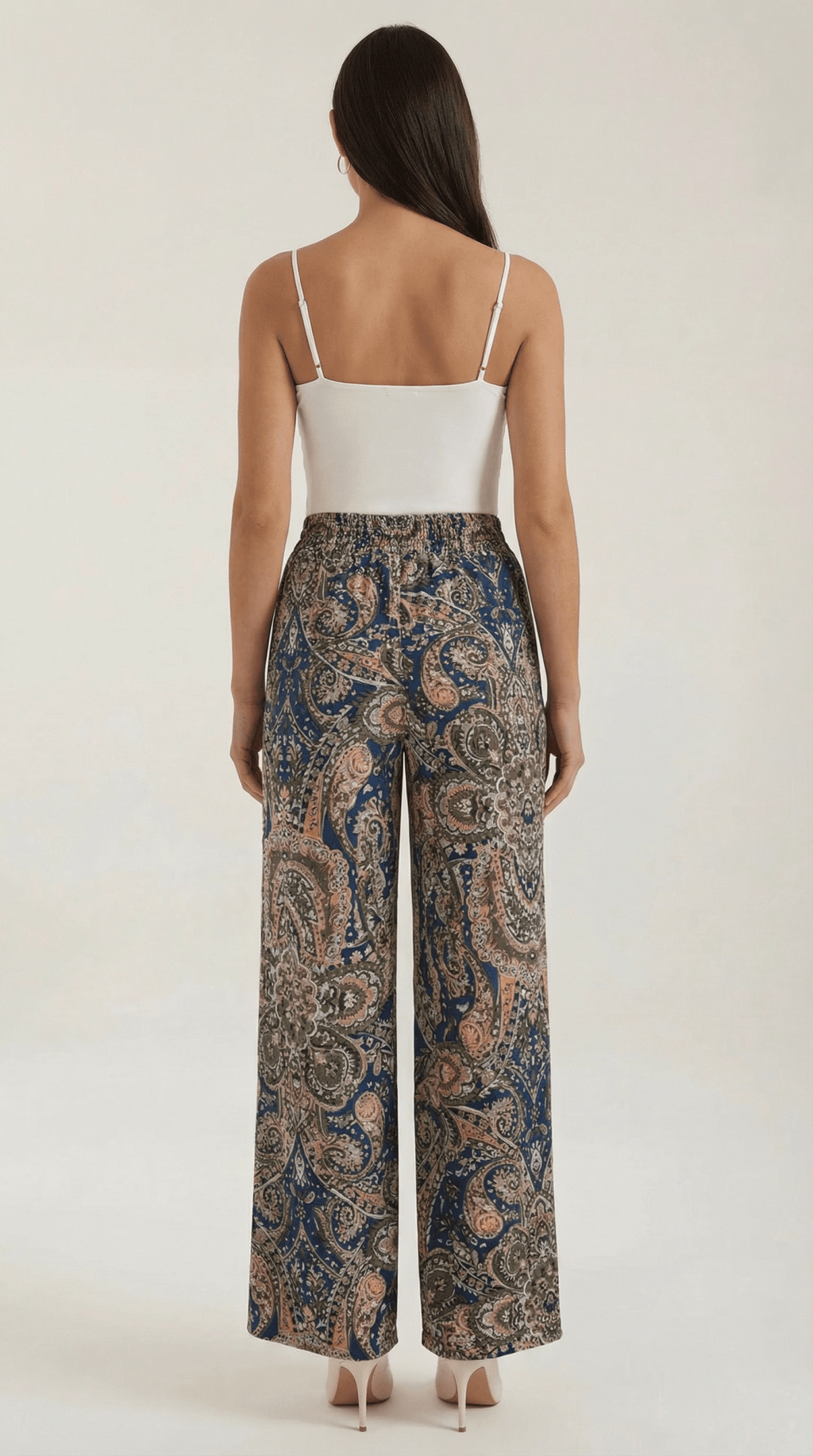 Pants Women Wide Leg Paisley Printed Pattern Design - Evergreen Outfits - Women Pants