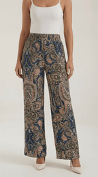 Pants Women Wide Leg Paisley Printed Pattern Design - Evergreen Outfits - Women Pants