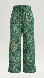 Pants Women Wide Leg Paisley Printed Pattern Design - Evergreen Outfits - Women Pants