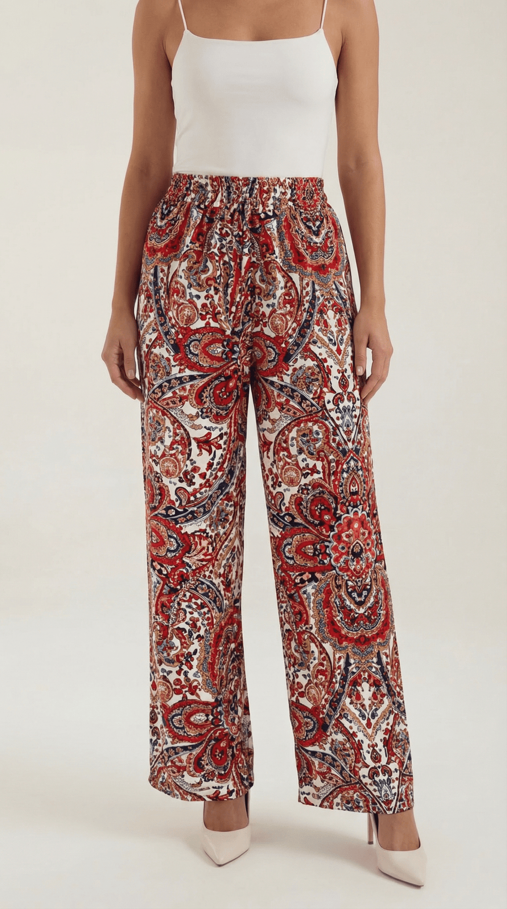 Pants Women Wide Leg Paisley Printed Pattern Design - Evergreen Outfits - Women Pants
