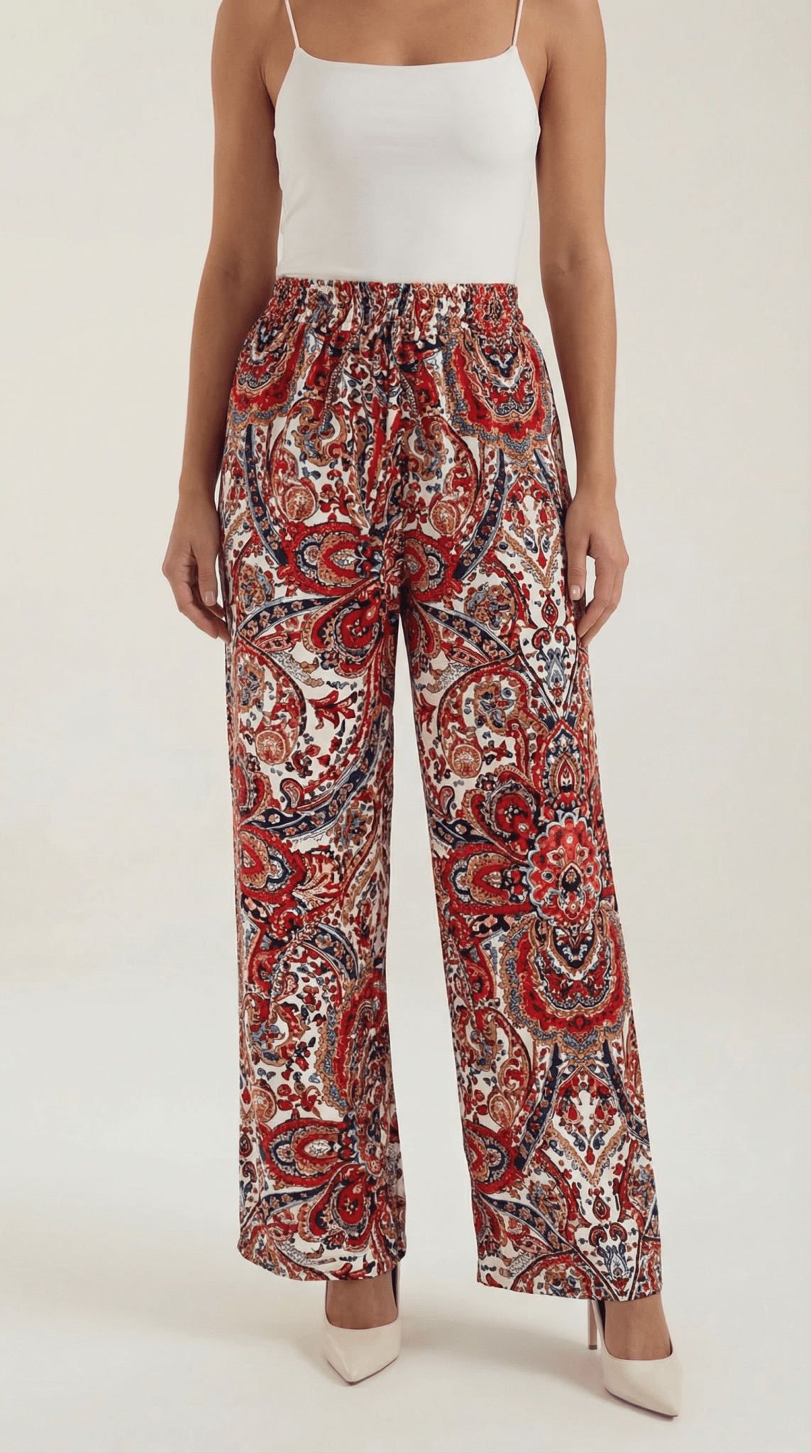 Pants Women Wide Leg Paisley Printed Pattern Design - Evergreen Outfits - Women Pants