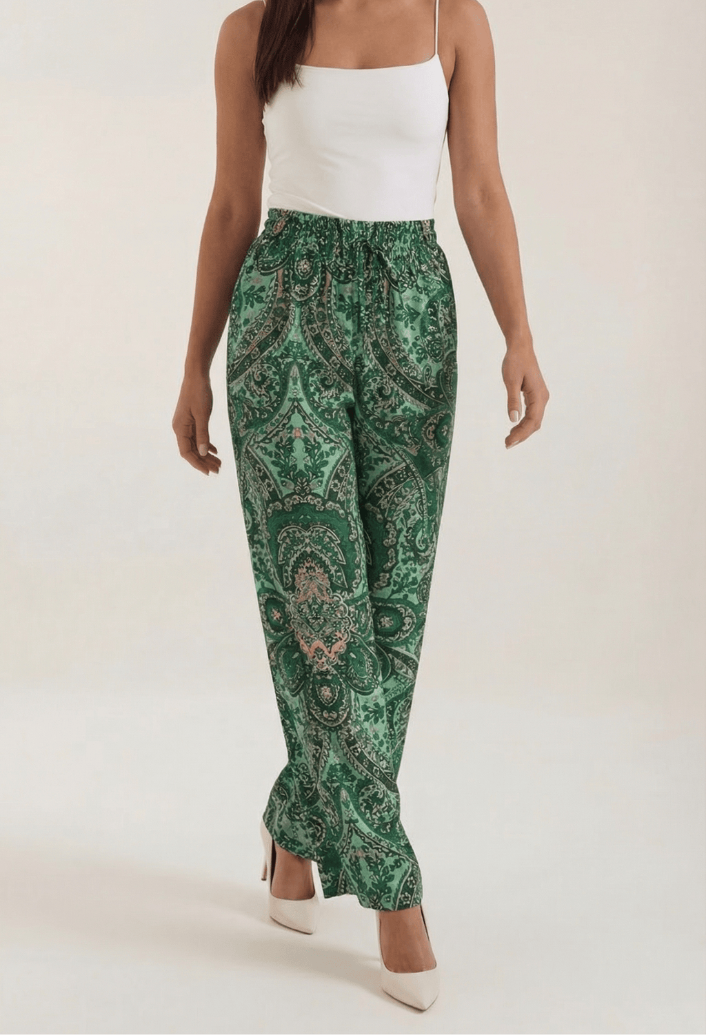 Pants Women Wide Leg Paisley Printed Pattern Design - Evergreen Outfits - Women Pants