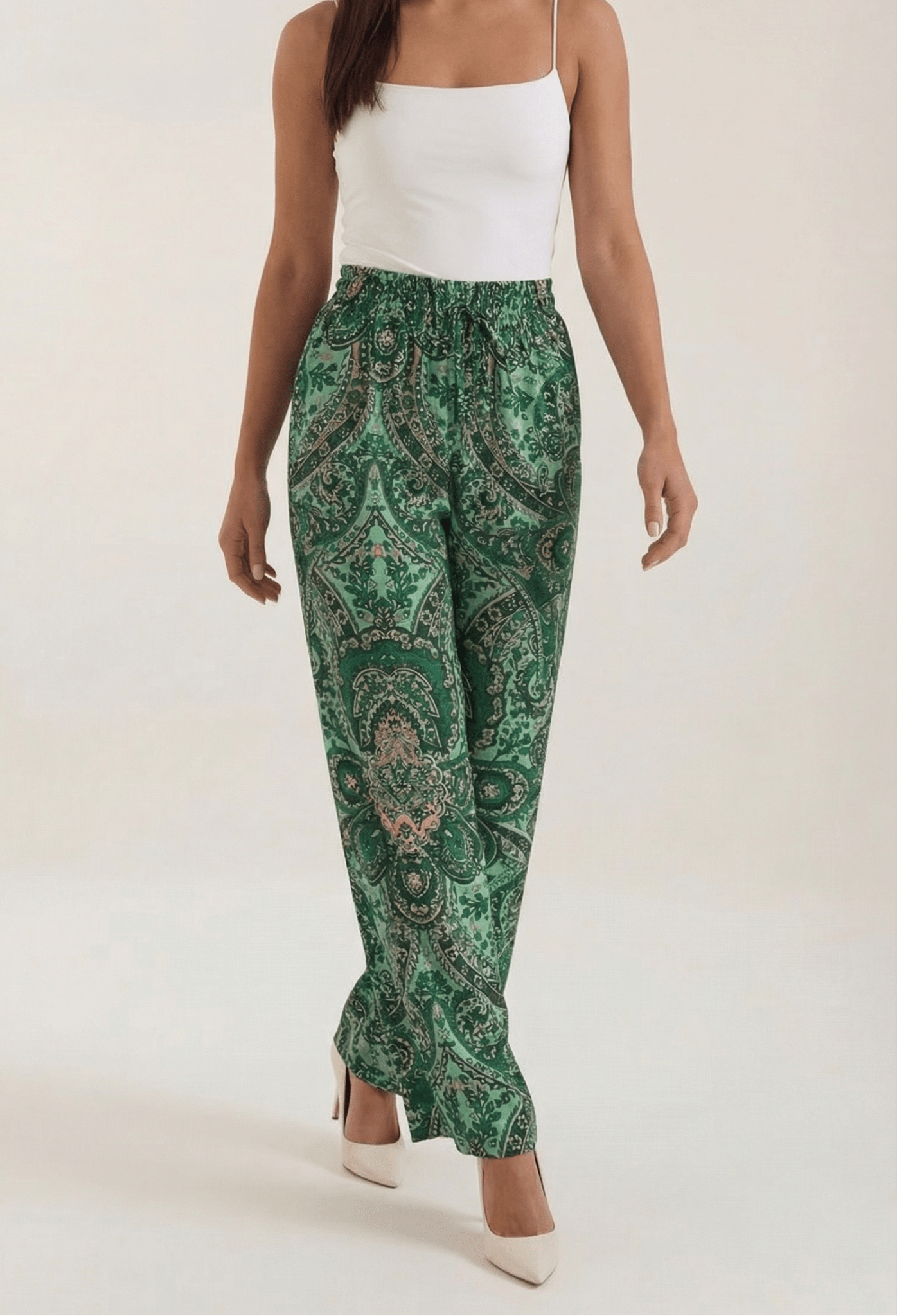 Pants Women Wide Leg Paisley Printed Pattern Design - Evergreen Outfits - Women Pants