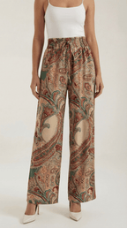Pants Women Wide Leg Paisley Printed Pattern Design - Evergreen Outfits - Women Pants