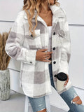 Women Jacket | Plaid Fleece with Button-Up Front Pockets