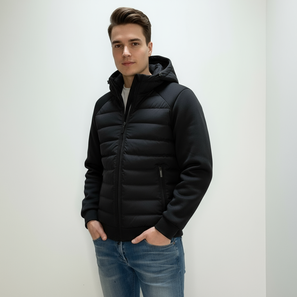 Men Hoodie | Quilted Fitted Cut with Attached Hood