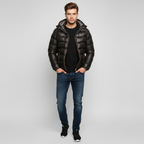 Men Jacket | Quilted Insulated Hood with Zip Snap Front