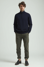 Men Sweater | Quarter-Zip Stand-Up Collar Slim Fit